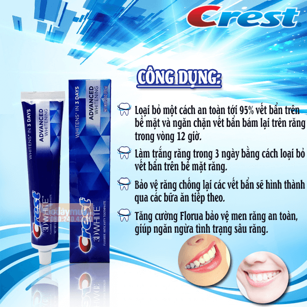 Đánh răng Crest 3D White Advanced Mint