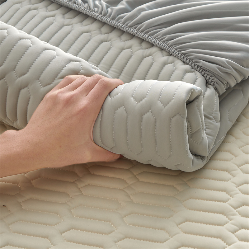 Dansunreve Plain Cooling Fittedsheet Soft Latex Bedsheet Icy Green Blue Grey Mattress Protector