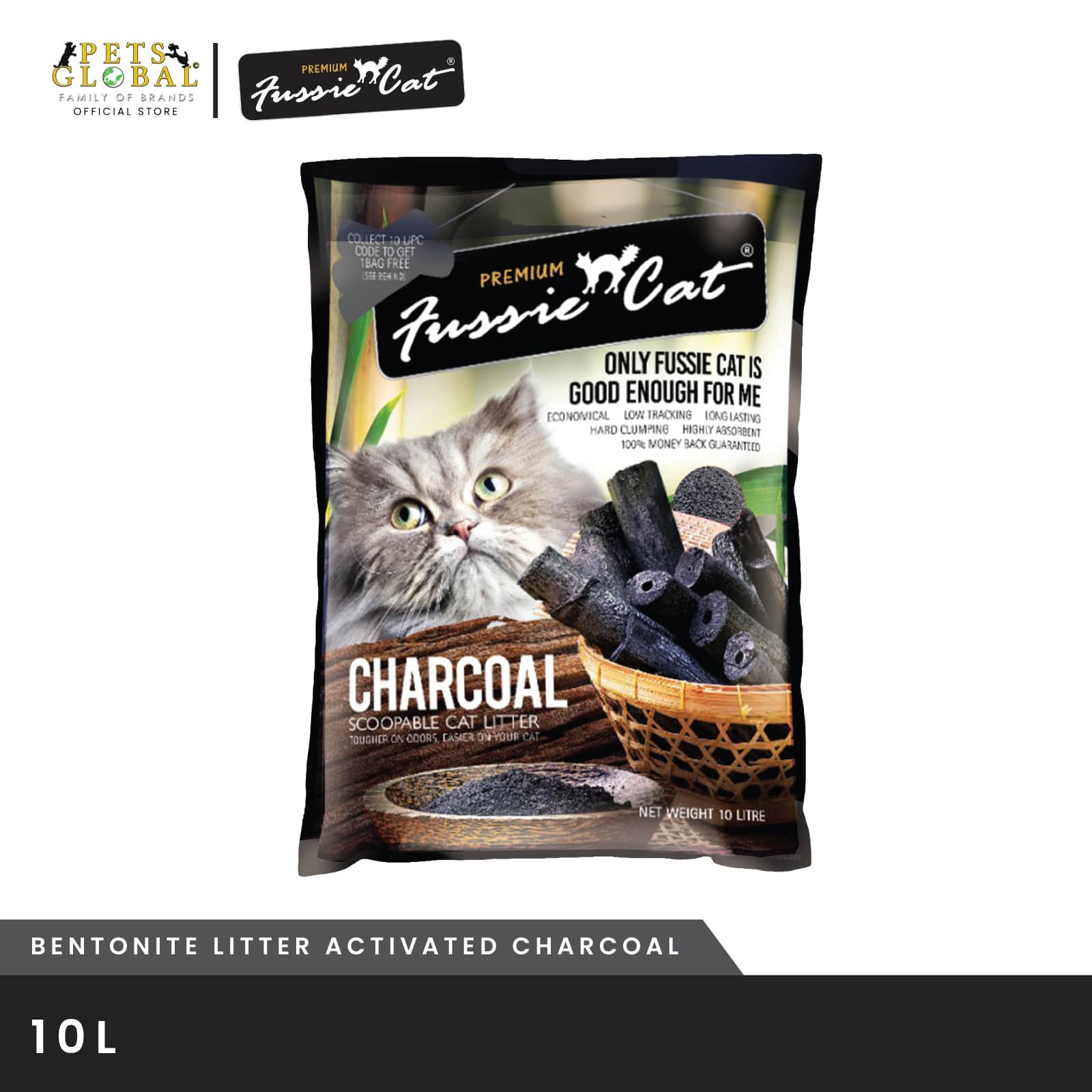 Fussie Cat Bentonite Litter Activated Charcoal 10L Lazada Singapore