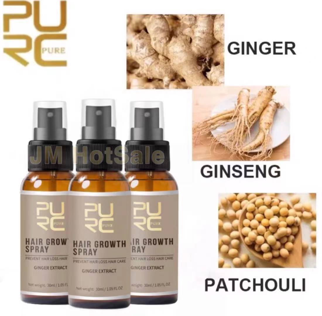 Set Of 3 PURC 100 Pure Natural Hair Growth Essence Oil Ginger Hair