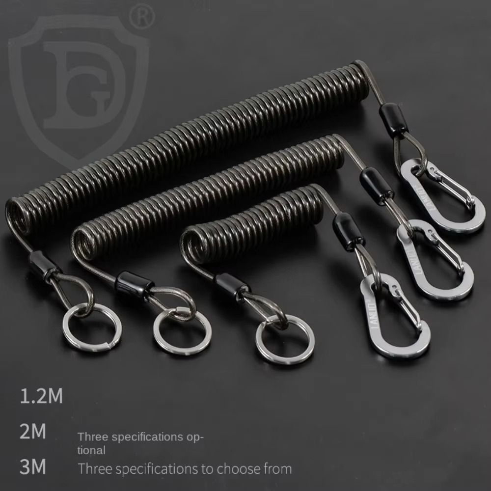 Wire Spring Rope Elastic Coil Fishing Missed Rope Lockable Safety Rope ...