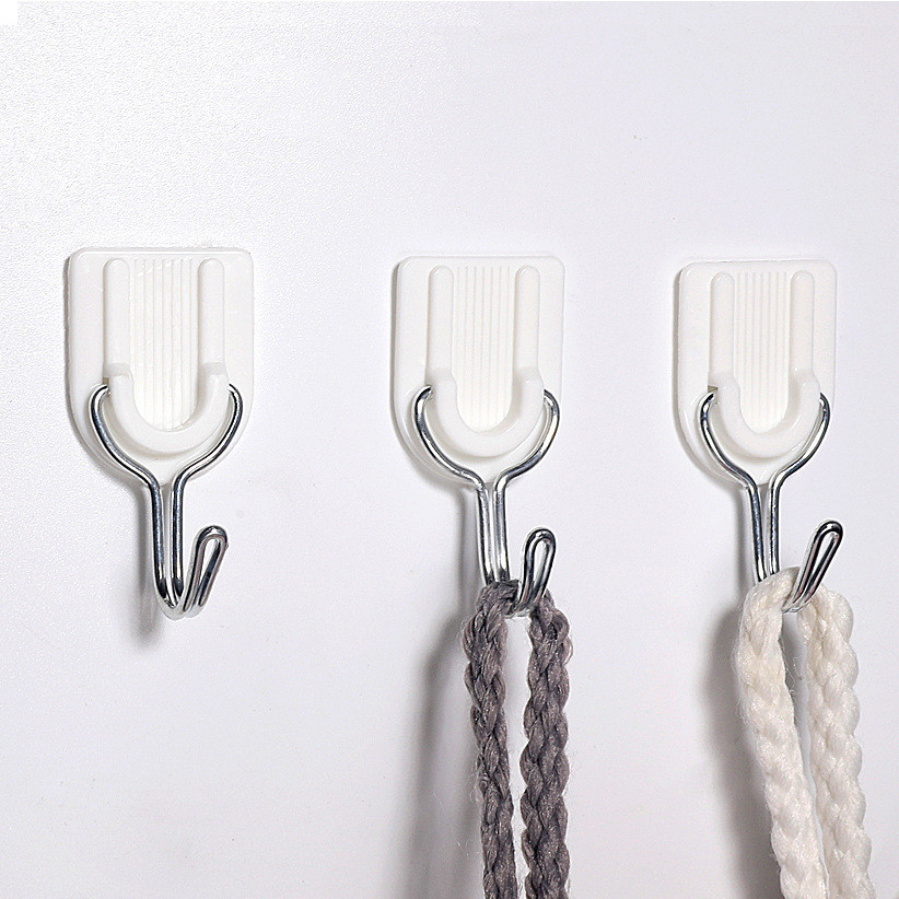 CHIPLY COD Kitchen Bathroom Free Punching Hook PVC Strong Plastic Sticky Hook Traceless Hook Simple Convenience Self Adhesive Hooks Hanger Wall