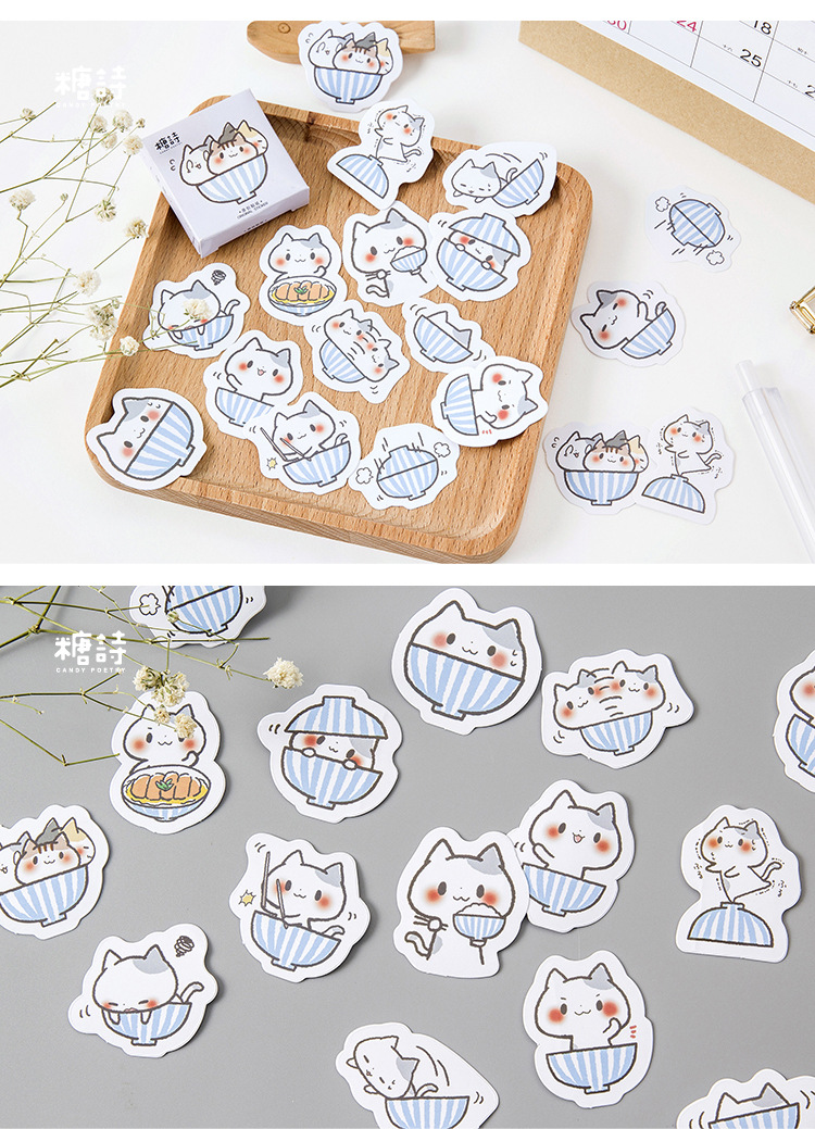 Hộp 45 stickers hình mèo