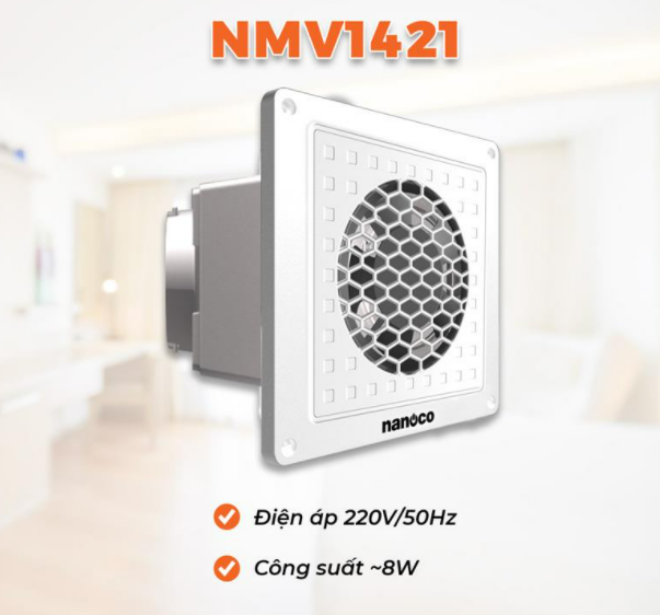 Quạt hút mùi thông gió, gắn tường Mini Nanoco 8W, NMV1421