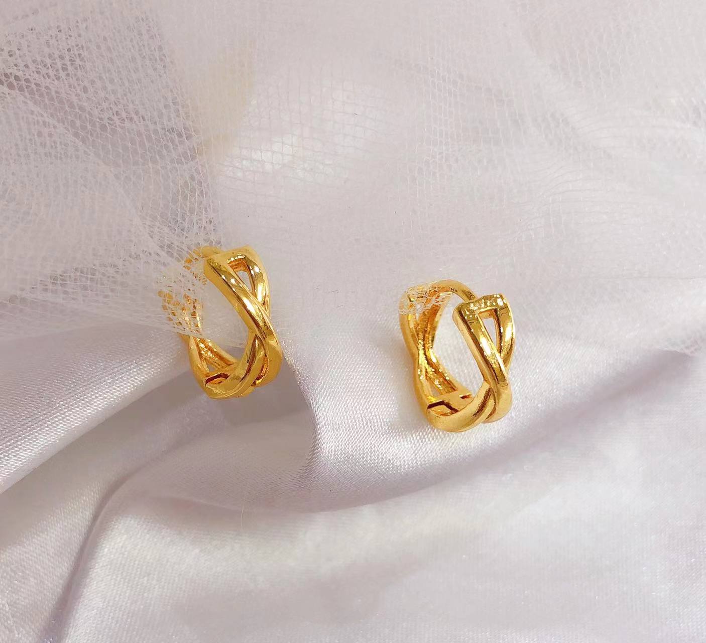 ZIHANG JEWELRY 24K Gold plated plain clip earrings | Lazada PH