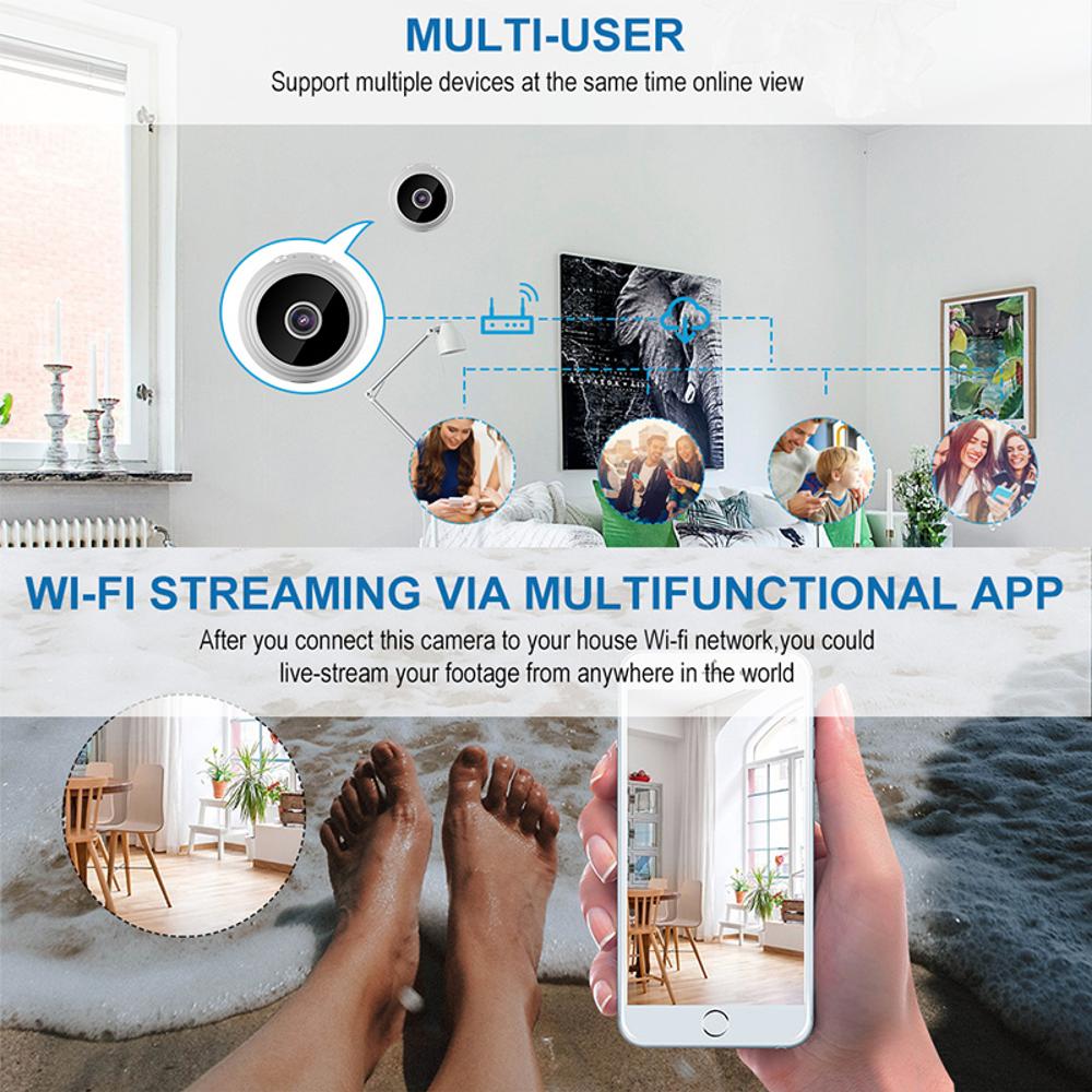 1080P Wireless Camera Multifunctional 2.4G Wireless Indoor Camera Motion Detection 360 Degree Bracket Household Security