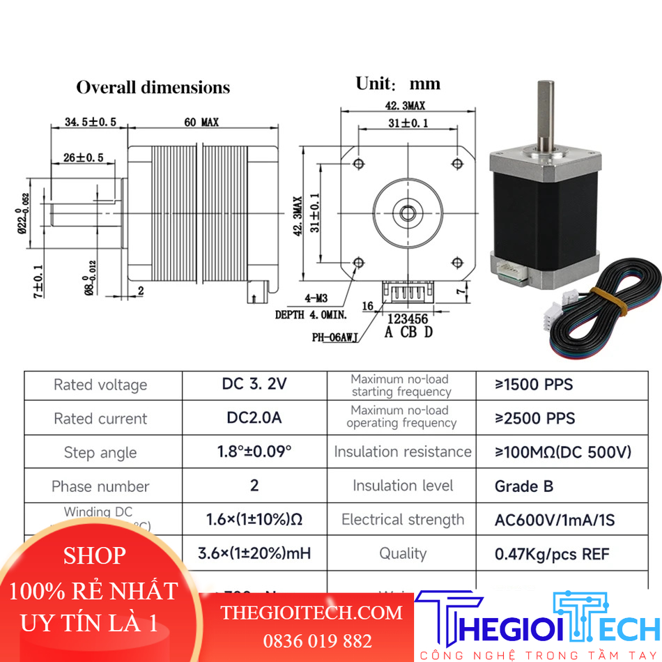 Động cơ bước - Step motor 42 x 60 mới KINGROON