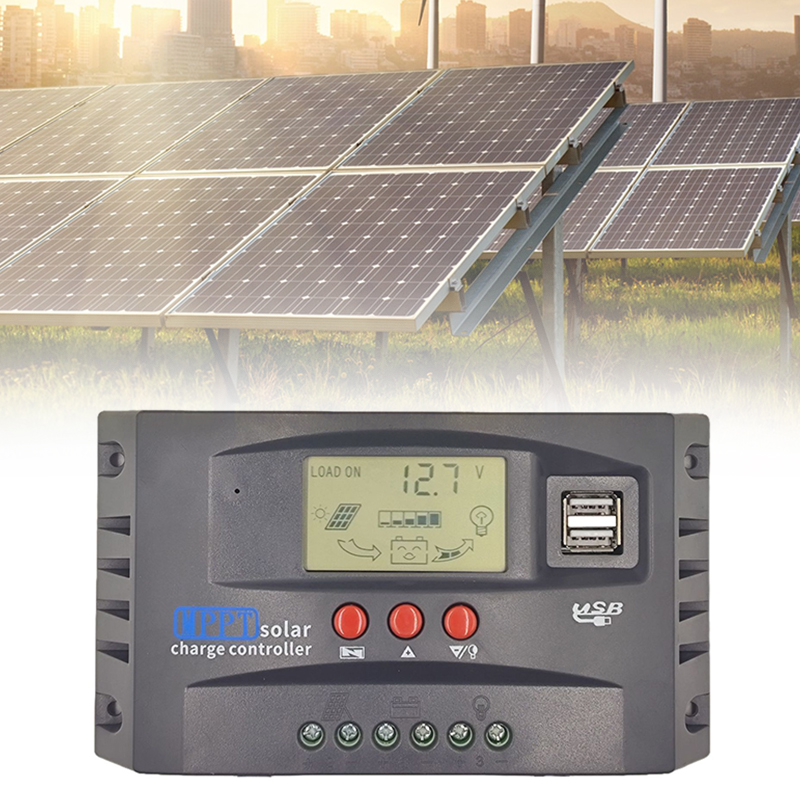 MPPT điều khiển sạc năng lượng mặt trời 12/24V Bảng điều chỉnh pin sạc điều chỉnh kép