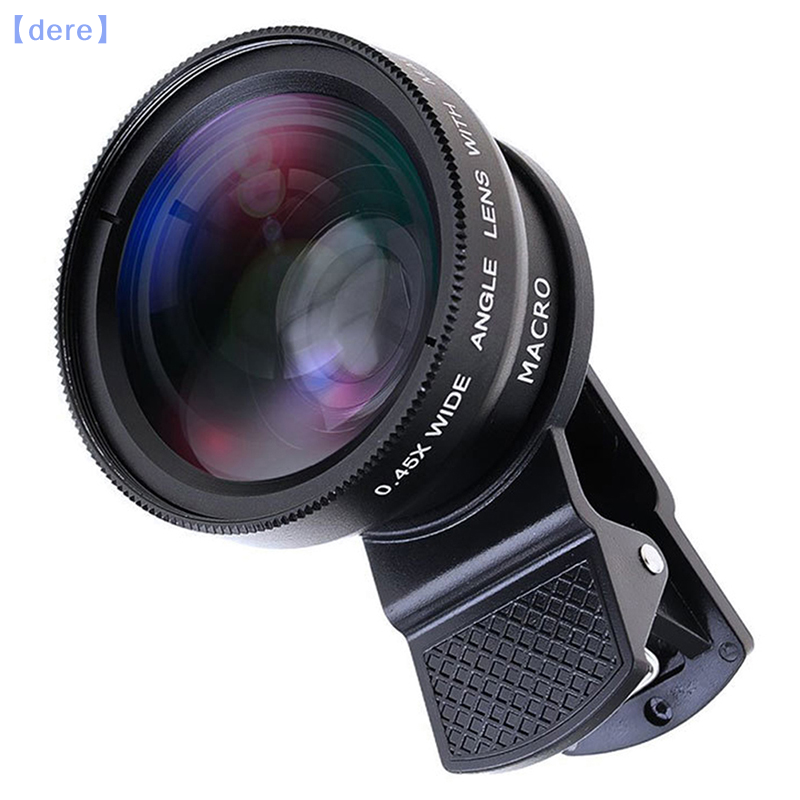 🔥dere🔥 Ống Kính Điện thoại mắt cá 2 trong 1 Ống Kính Macro mắt cá thu phóng góc rộng 0,45x Bộ Máy ảnh có ống kính kẹp trên điện thoại thông minh