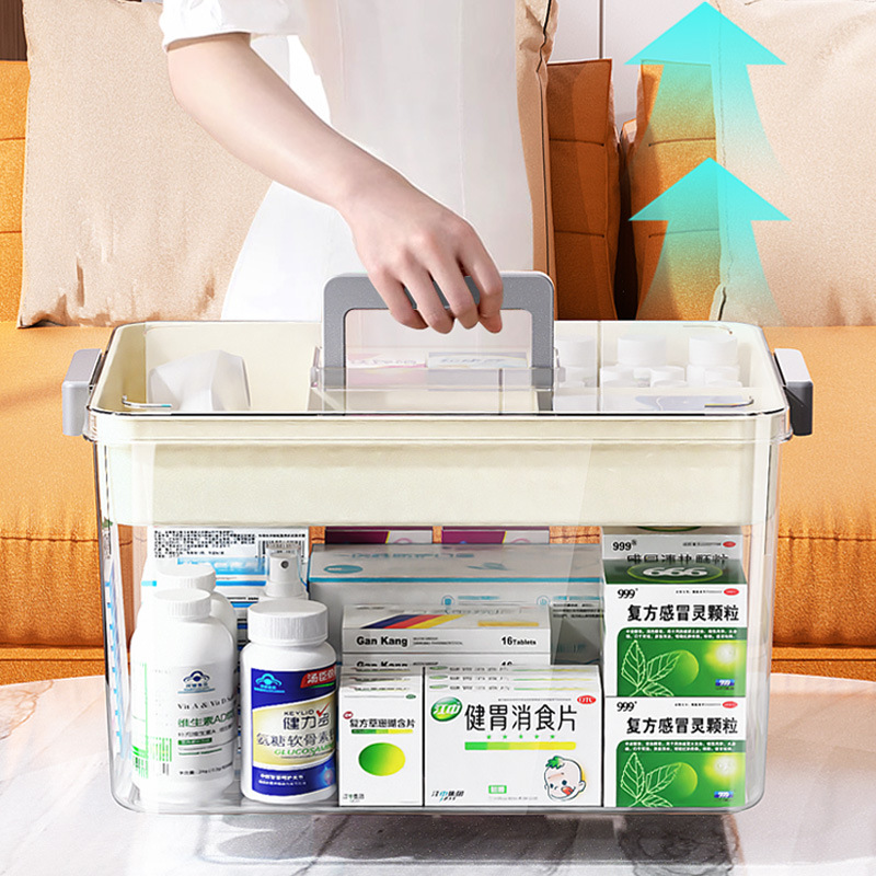 Medicine box storage box, save space,large capacity home medicine box, PET,thickened multi-layer storage box, transparent large home emergency medicine box