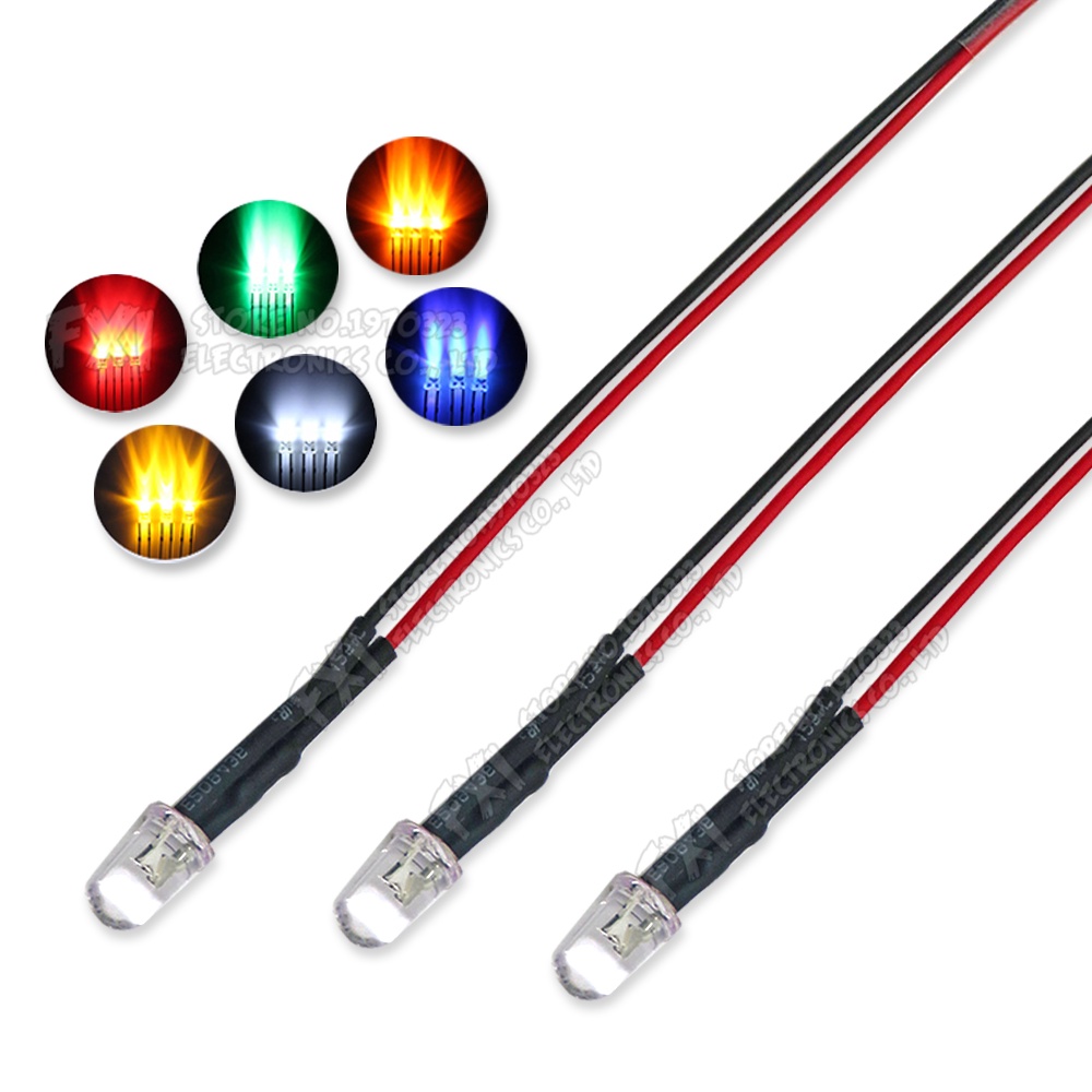 LED diode Cable, 10pcs 12v 5mm LED Light-Emitting Diode Wired