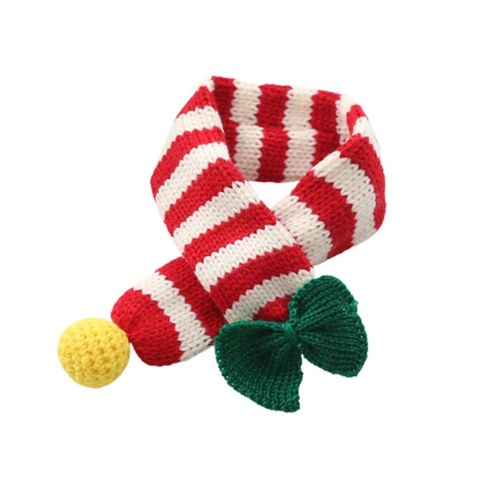 CARING PETS Ins Red/green Stripe Pet Decor Keep Warm Soft Wool Pet Christmas Scarf Cat Scarf Dog Accessories Kitten Scarves