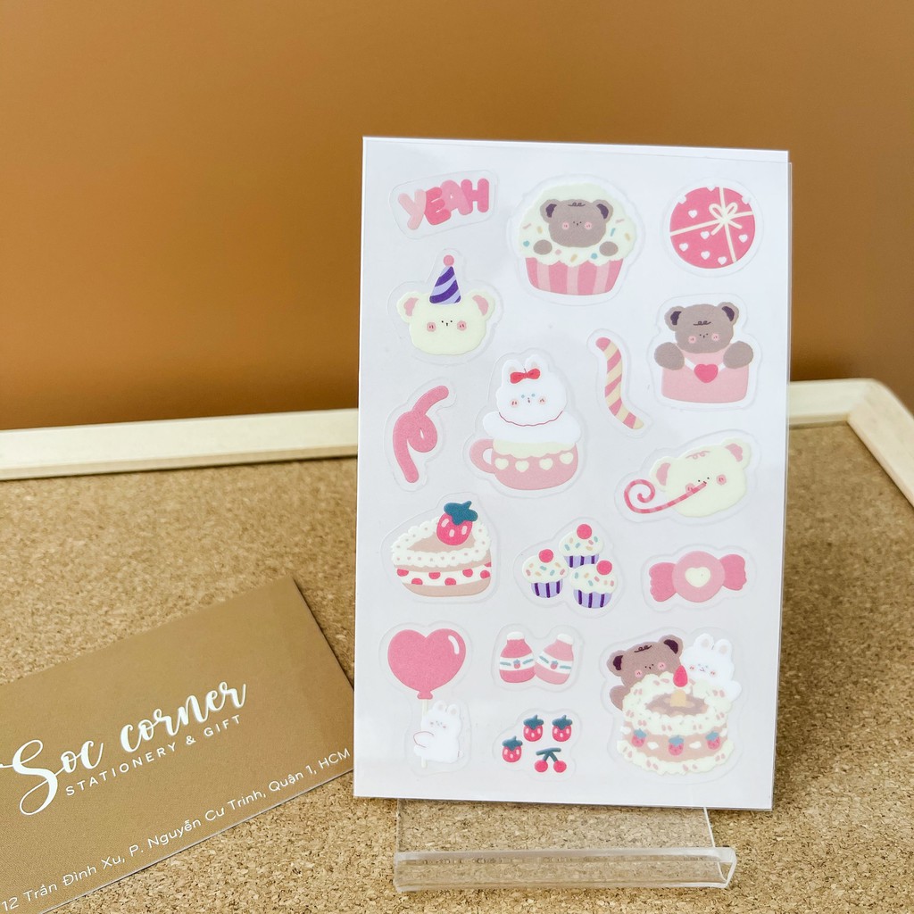 Sticker Gấu bông trang trí Happy Bear