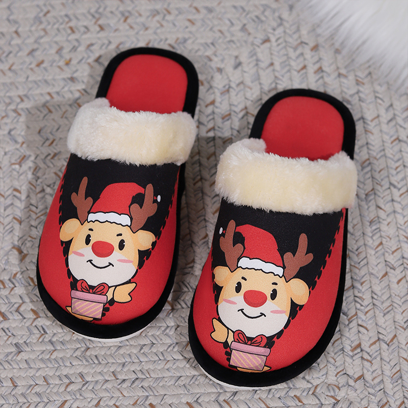 RENBEN Christmas cartoon thick bottom indoor home warm non-slip fashion cotton slippers Christmas deer