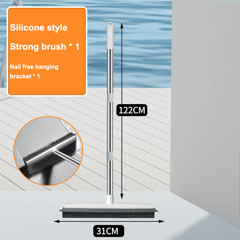 YONUO Toilet floor brush, long handled ceramic tile brush, bathroom hard bristled brush, floor cleaning ceramic tile, silicone brush