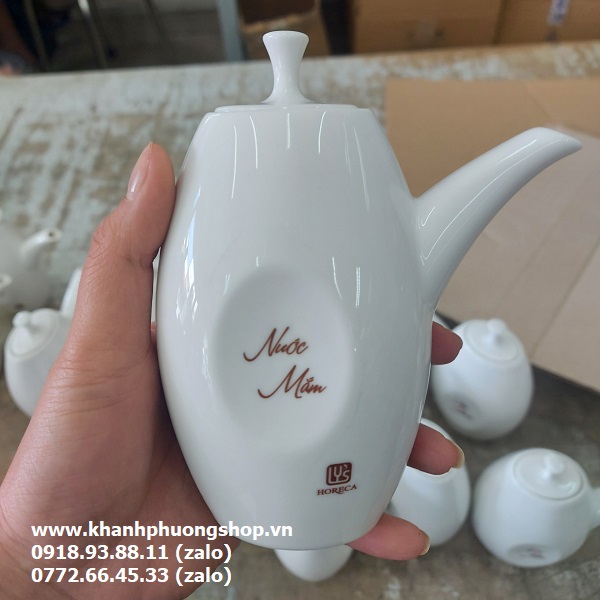 bình đựng nước chấm sứ Minh Long - bình đựng nước chấm bằng sứ