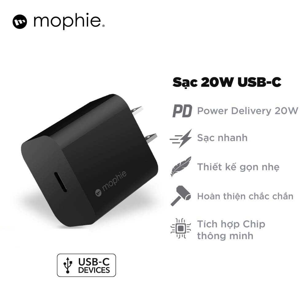 Củ sạc nhanh Mophie V2 USB-C PD 20W