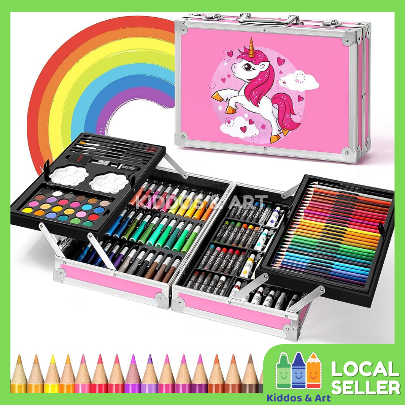 145PCS Aluminium Unicorn Stationery Set Kids Art Kit for Kids