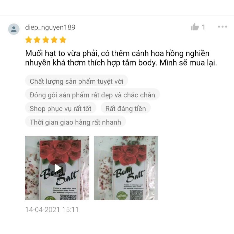 Muối tắm hoa hồng body siêu mịn thơm
