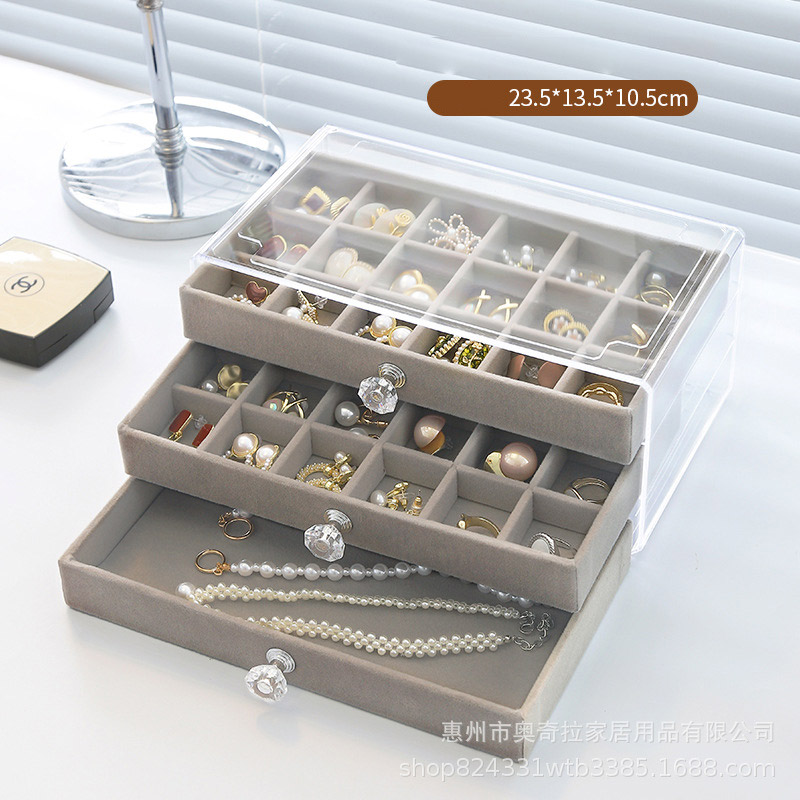 Storage box jewelry box Drawer-type desktop storage box Desktop storage box Desk drawer Multifunctional drawer glove box Earring jewelry box Large jewelry box jewel box Jewelry storage box Earring/necklace storage box Earring box jewelry storage box Neckl