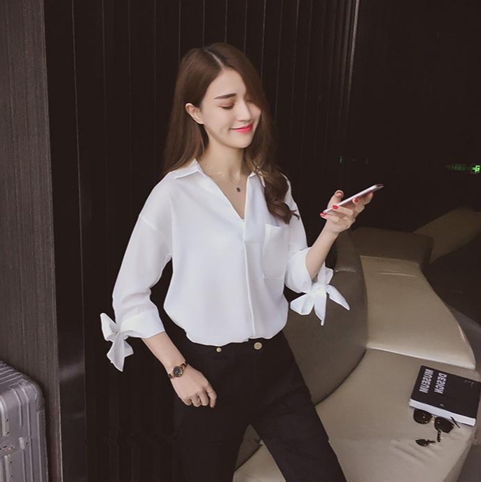 Áo sơ mi cột nơ tay lỡ❣️[Giá gốc tận xưởng]