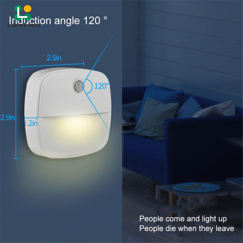 Lanlan Led Smart Night Light Wall Lamp Energy Saving Pir Motion Sensor Kitchen Cabinet Light Bedroom Bedside Lamp