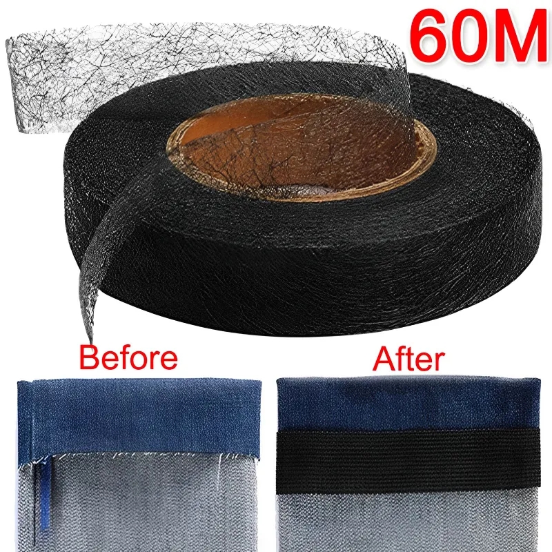 60M Double Sided Interlining Fabric Adhesive Fabric DIY Sewing Fabric Garment Bonded Cloth Interlining Cloth Sewing Accessories