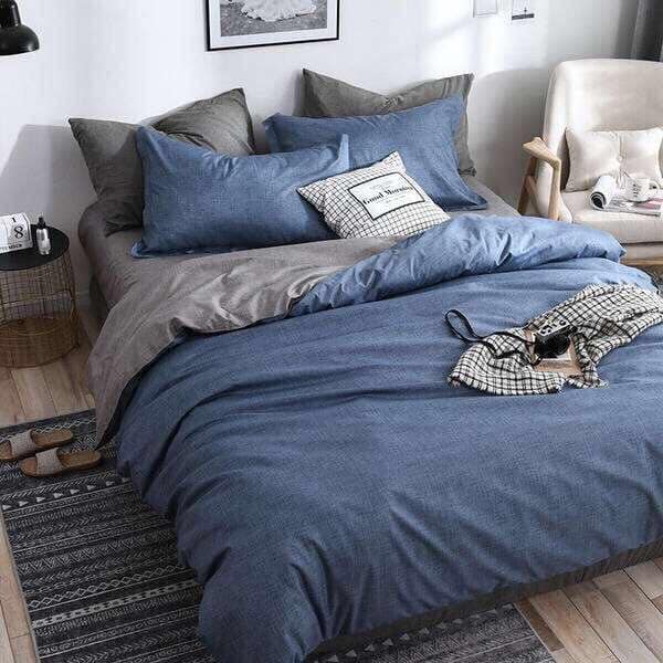 Bộ chăn ga 5 món (chăn trần bông phồng như hình) decor cực xinh