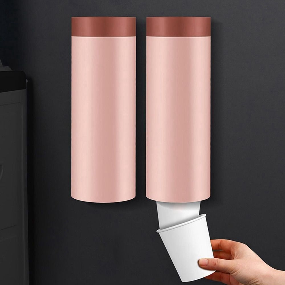 MEIPINGO Plastic Nordic Style Wall Mounted Automatic Pull Type Disposable Paper Cup Dispenser Cup Holder Cup Container Storage Rack
