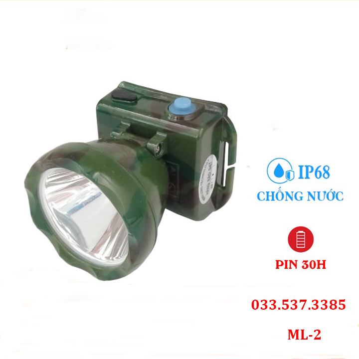 Đèn pin đội đầu siêu sáng, đèn LED đeo đầu ML2 chống thấm nước
