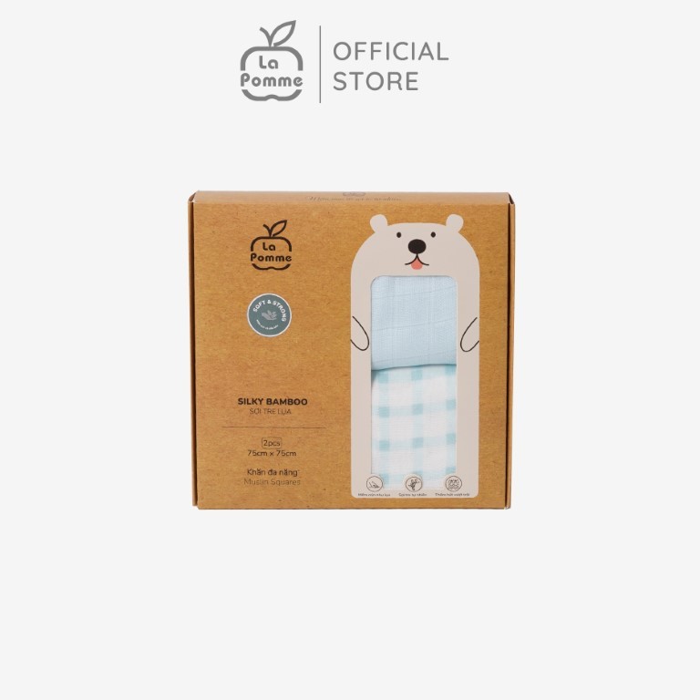 K002 Set 2 Khăn sữa sợi tre lụa La Pomme phối màu (75x75cm) - Nắng mùa xuân