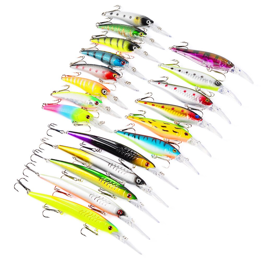 19Pcs 3 Mixed Design Coating Models Fishing Lures Set 19 Colors Minnow  Fishing Kit Hard Baits Bass Crankbait With Sharp Hooks 【be well received】
