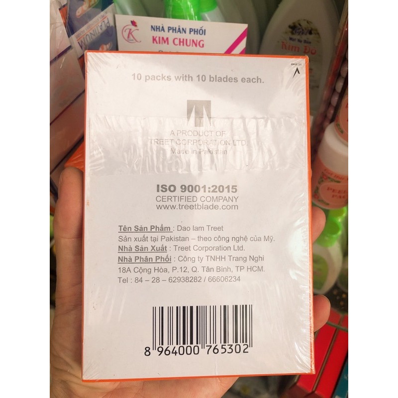 Hộp lẻ dao lam Treet cam (Hộp 10 lưỡi)