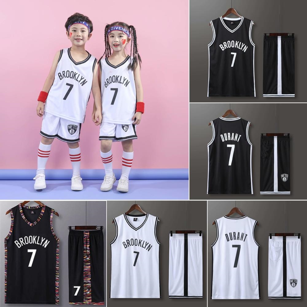 Durant Jersey No.7/children's Basketball Uniform Set Kids/city Edition/black  