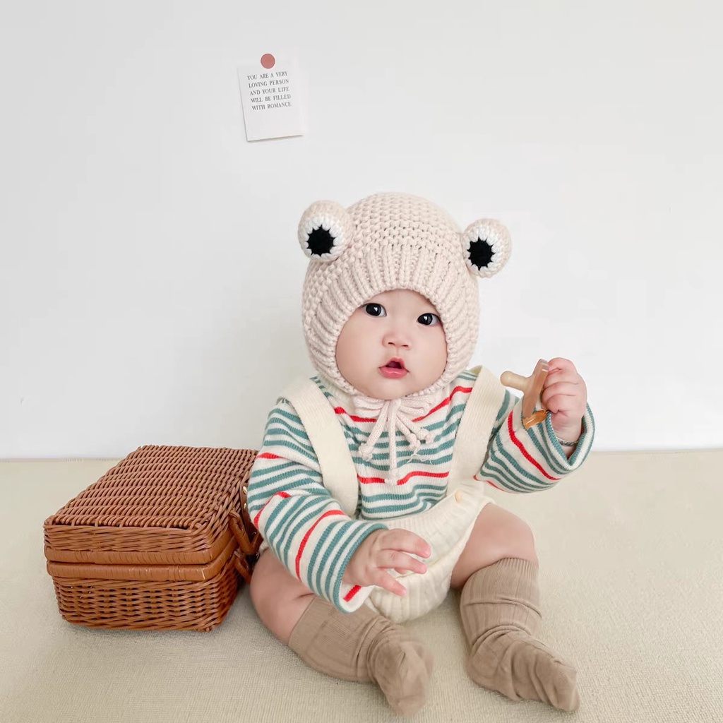 Mũ Len dệt kim hình ếch con xinh xắn (dành cho bé từ 6 - 36 tháng tuổi)