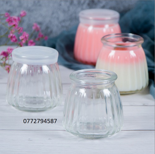 10 hũ thủy tinh, hũ pudding, hũ làm sữa chua sọc 200ml nắp nhựa