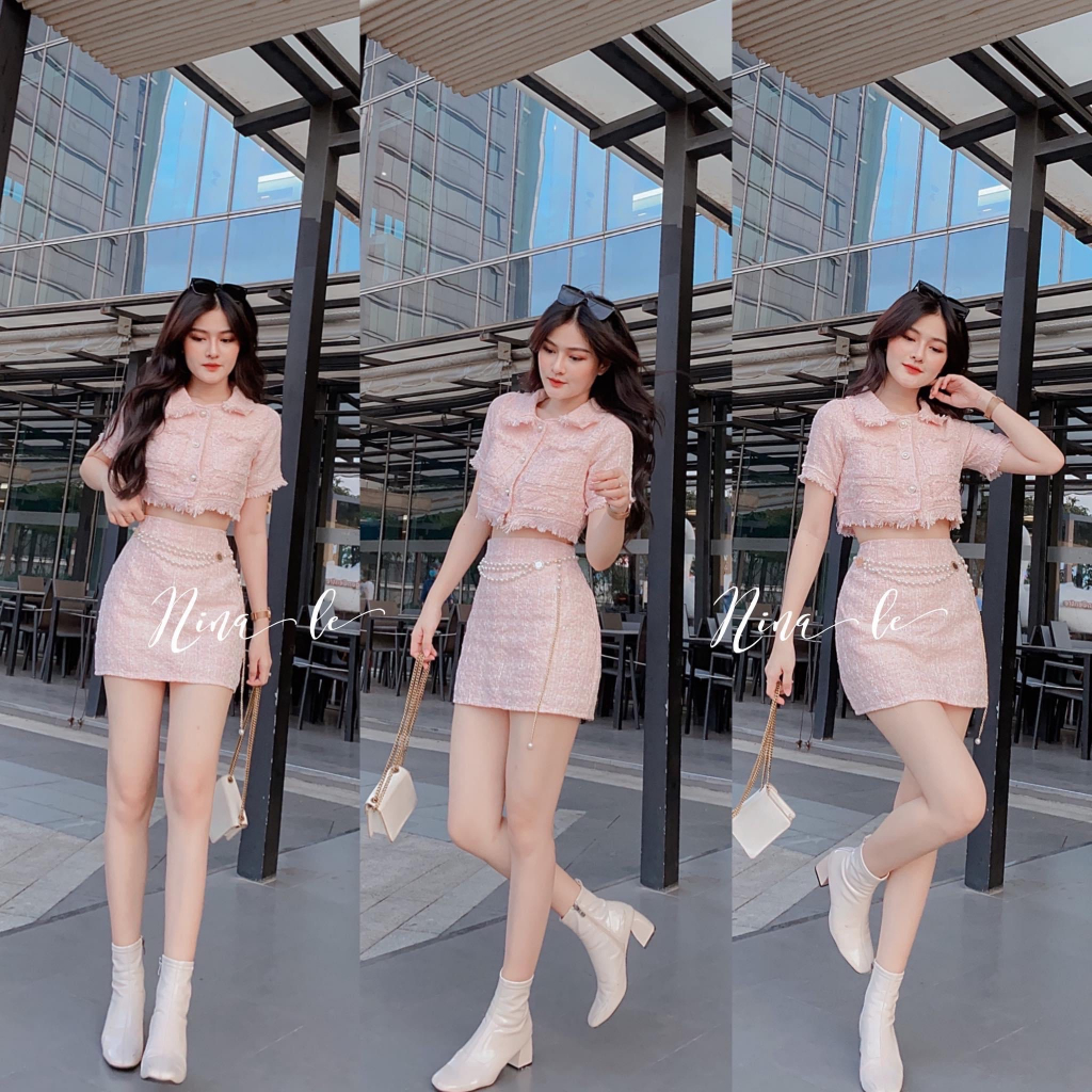 SET ÁO CROPTOP BỐ DẠ NHIỀU MÀU + CHÂN VÁY (KÈM ẢNH VÀ CLIP THẬT)