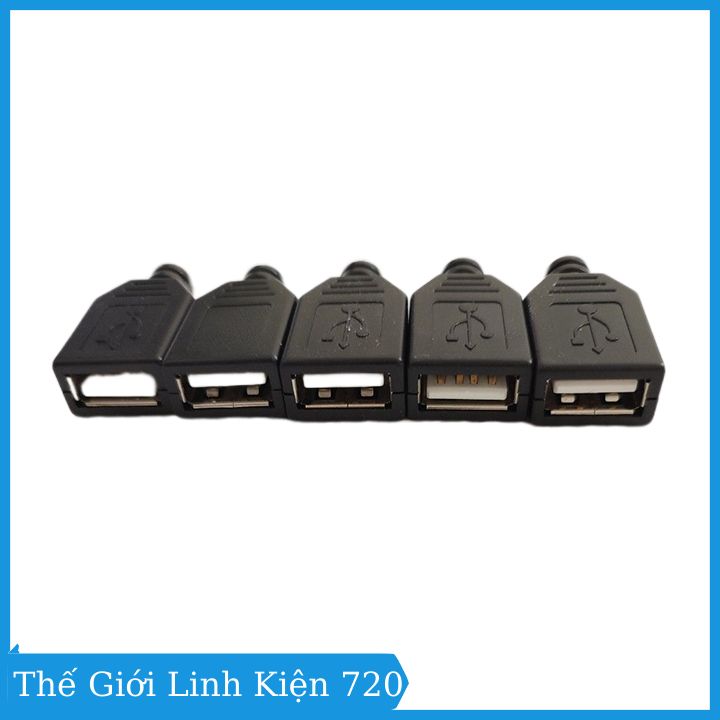 Đầu Jack cổng USB A cái 4P kèm vỏ