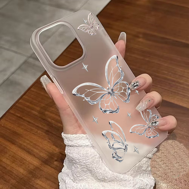 Clear Phone Case For Iphone 16 With Pink Butterfly Pattern Design_voghion.com