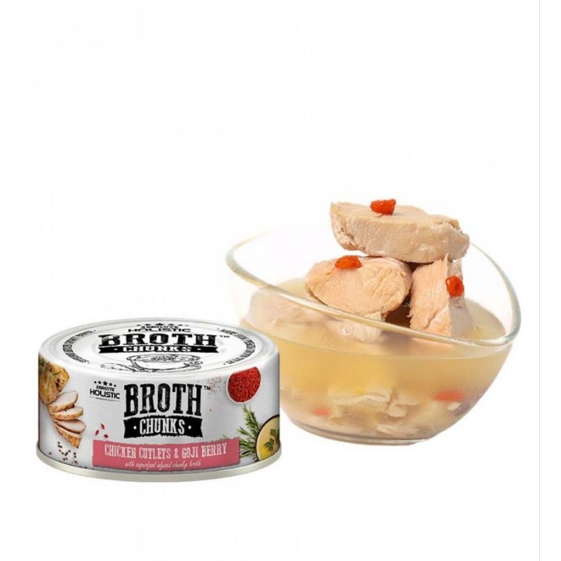 [HSD07,08/2025] ABSOLUTE HOLISTICS BROTH CHUNKS THỊT HỘP HẦM CHO CHÓ MÈO 80G