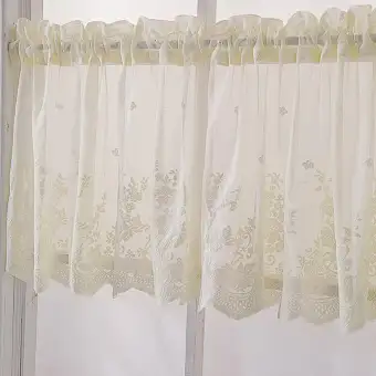 Ss Modern Lace Hem Roman Short Window Curtain For Coffee Kitchen