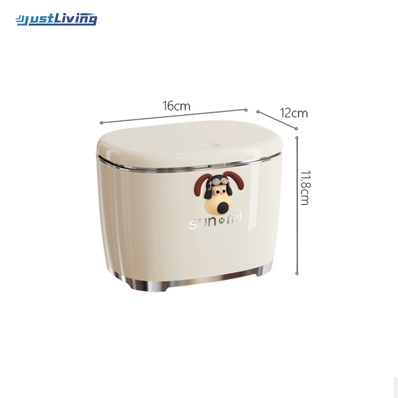 JustLiving 1PC Mini Desktop Trash Bin Office Table Small Waste Bin Small Rubbish Bin With Press Lid Cover Mini Storage Bin Desktop Cleaning Plastic Garbage Stationery