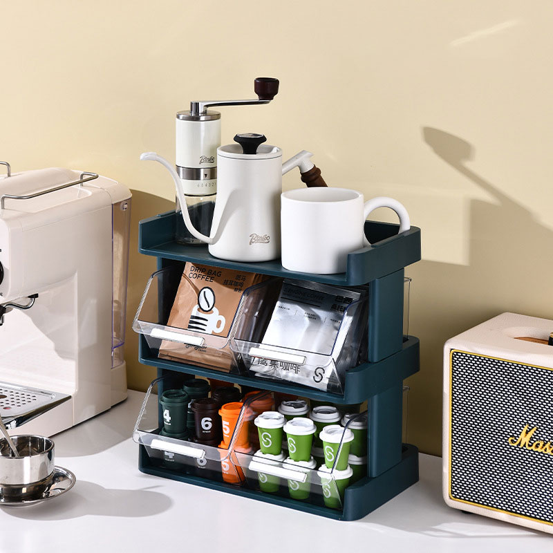 Tea bag storage box wall-mounted snack tea capsule coffee bar organizer cup cup holder multi-functional storage rack