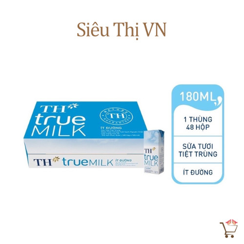 Thùng Sữa tươi TH True Milk 48 Hộp x 180ml ( Không đường/ Có đường)
