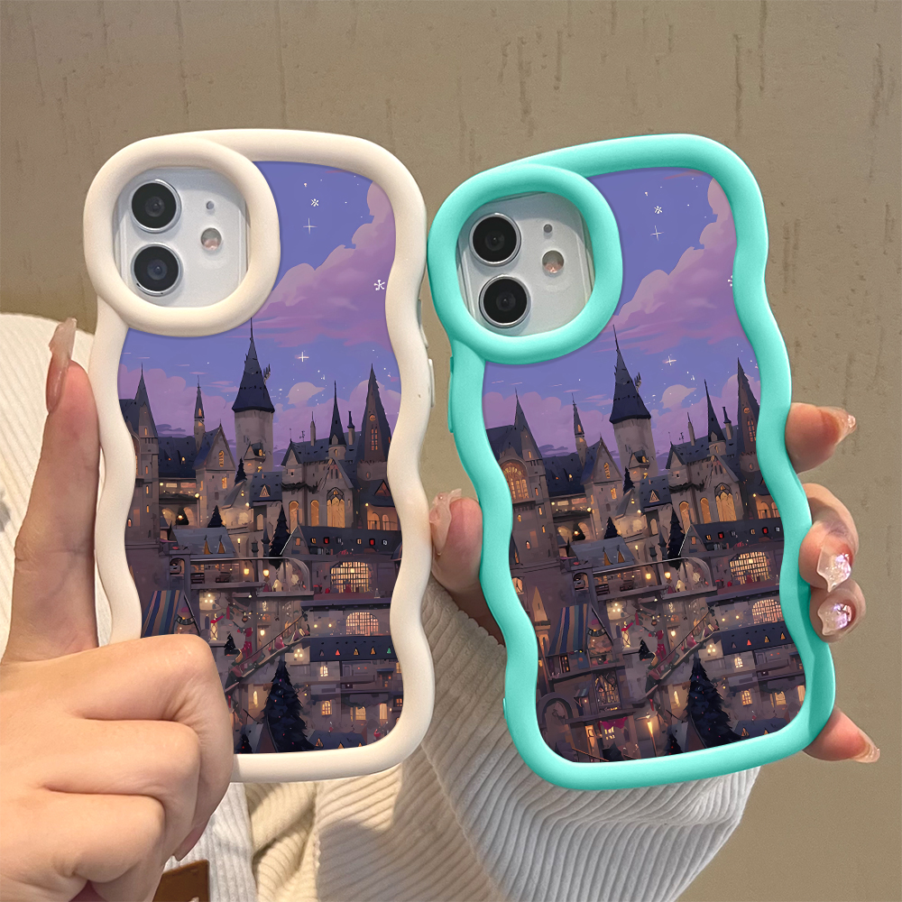 AMORVOR for Realme C15 Back Cover Princess Castle Pattern Luxury Phone Case Macaron Wave Soft Silicone Mobile Cover. 
