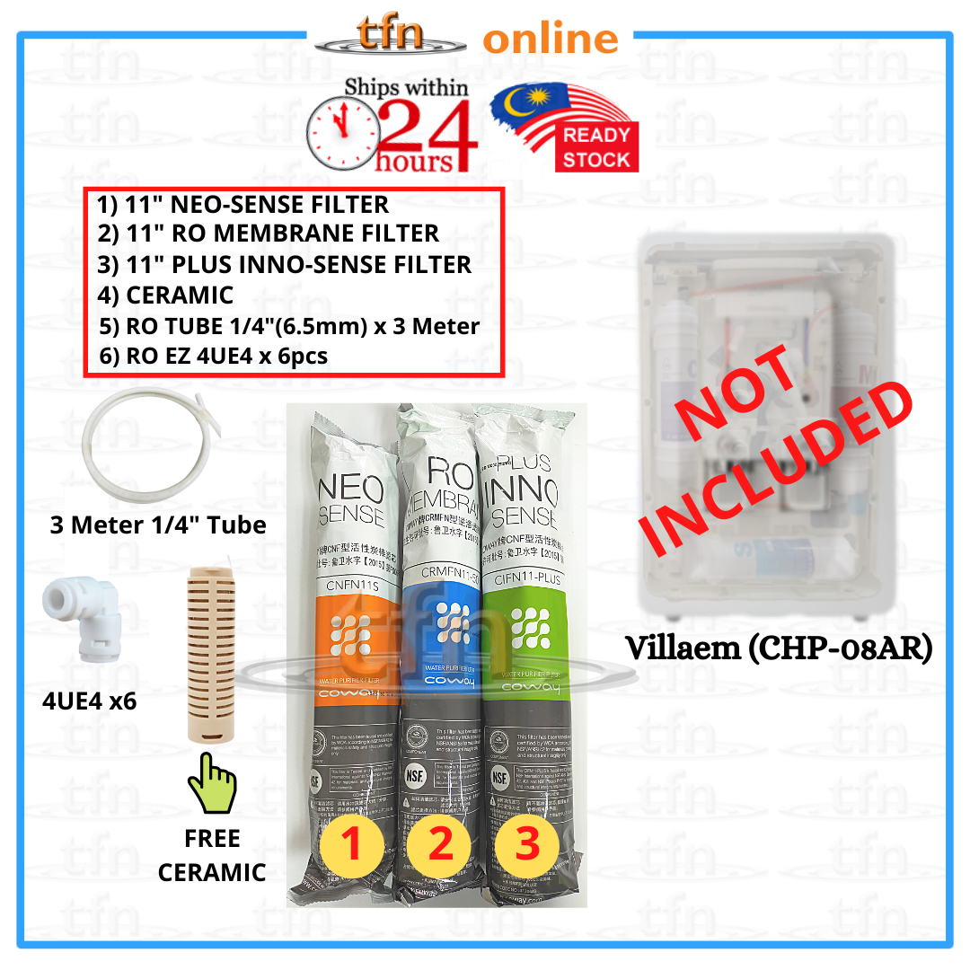 Original Coway Water Filter 11", 8" For Villaem (CHP08AR), Mach