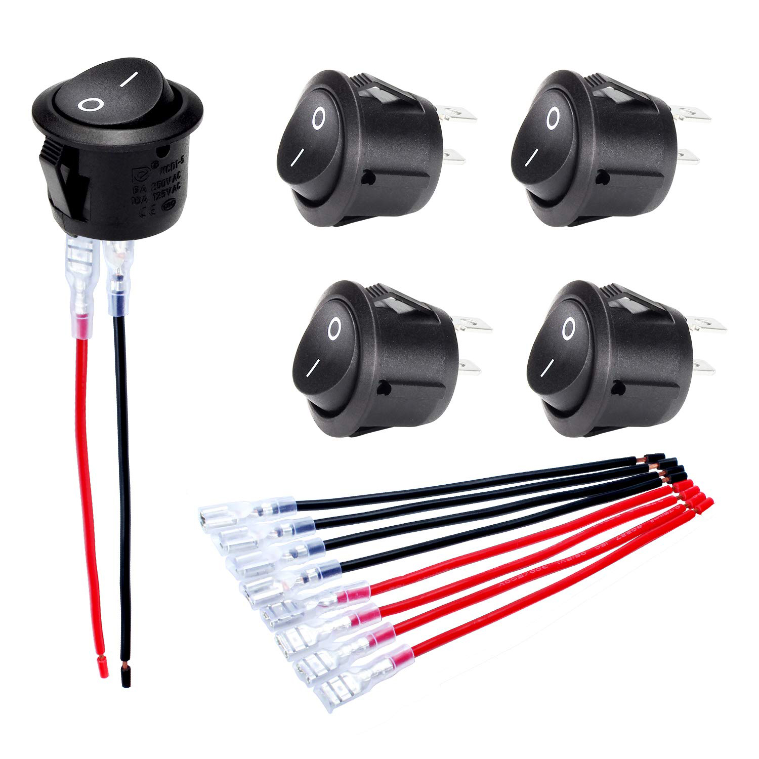 【Booming】 DaierTek 5PCS ON Off Round Rocker Switches SPST 20mm Mini 12 ...