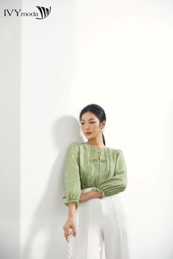 Áo sơ mi vải lụa Tencel IVY moda MS 17T0124