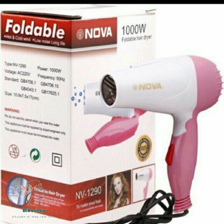 Máy sấy tóc NOVA gấp gọn 1000w mẫu mới new NOVA