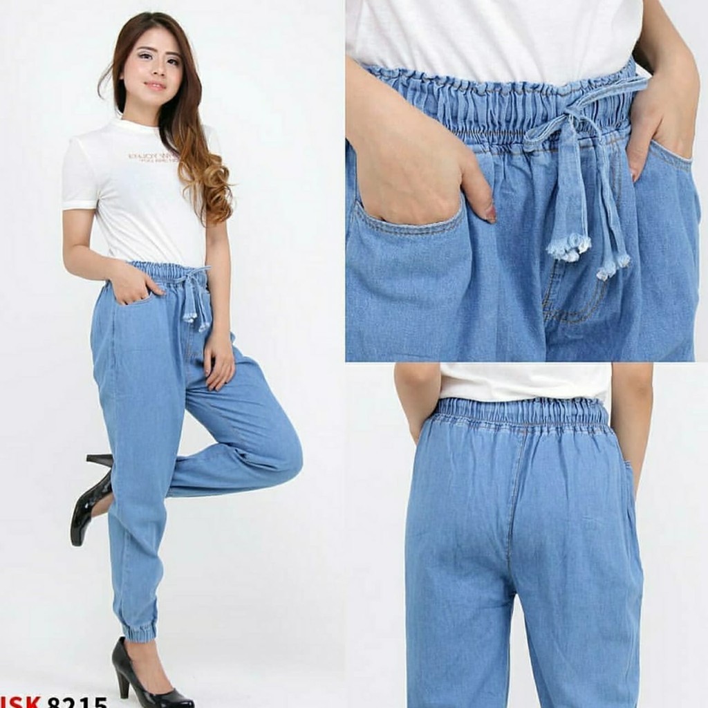 celana jogger jeans denim wanita dewasa 
